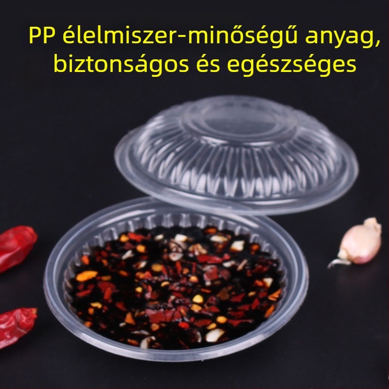 Egyszer használatos PP műanyag fűszertálca, 50 ml, mustárhoz, olajhoz, ecethez és chiliszószhoz