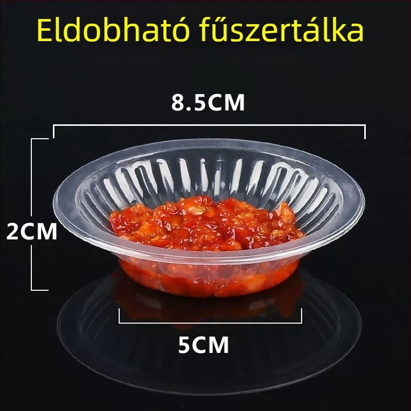 Egyszer használatos PP műanyag fűszertálca, 50 ml, mustárhoz, olajhoz, ecethez és chiliszószhoz