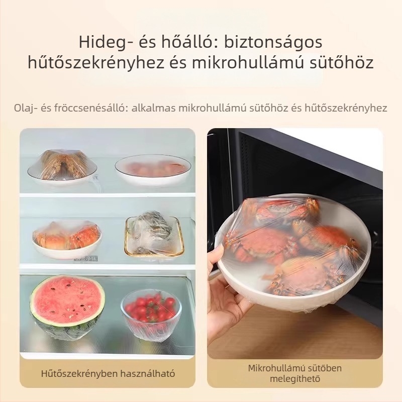 300 darab egyszer használatos műanyag fóliafedél, élelmiszerbiztonságos, mikrohullámú sütőhöz való tálakhoz