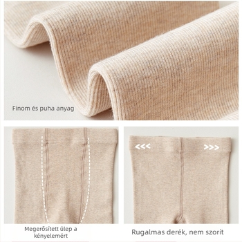 Lányok capri hosszú leggings ősz–télre, fehér, fleece-béléssel, lábfej nélküli, meleg