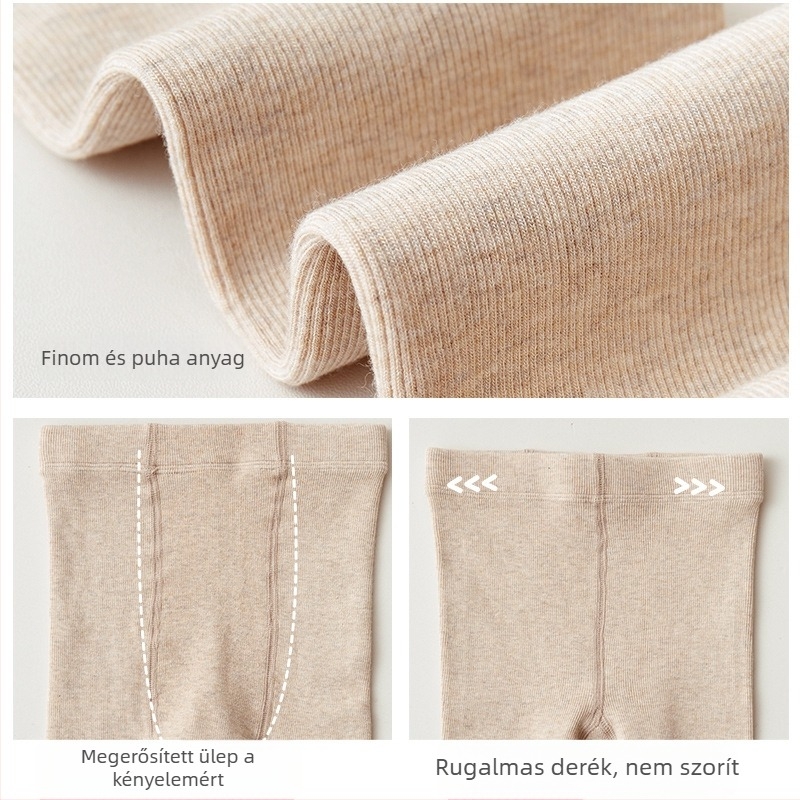 Lányok capri hosszú leggings ősz–télre, fehér, fleece-béléssel, lábfej nélküli, meleg