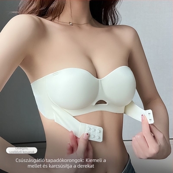 Kis méretű push-up melltartó vállpánt nélküli, elöl záródó, varrás nélküli, lélegző, csúszásmentes