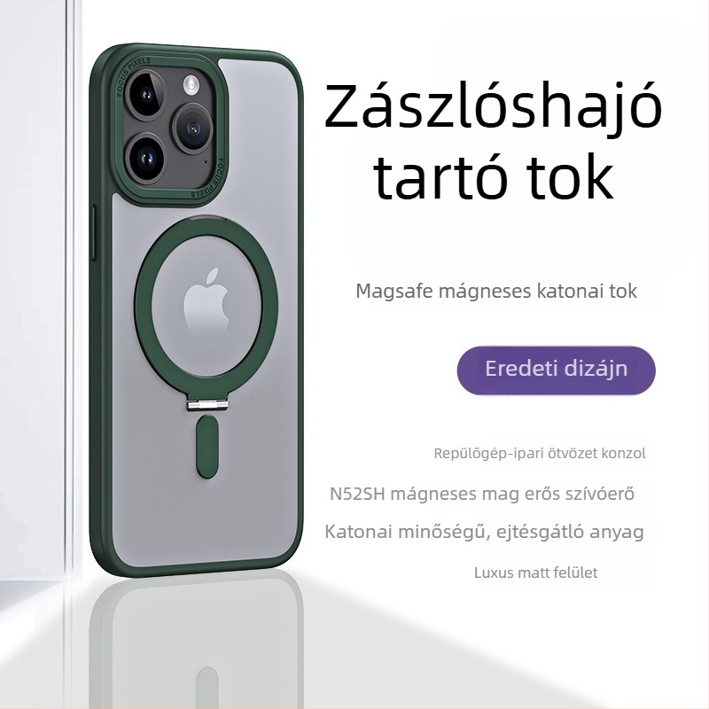 TPU védőtok iPhone-hoz mágneses állvánnyal és láthatatlan támaszkodással, átlátszó támaszponttal, testreszabható