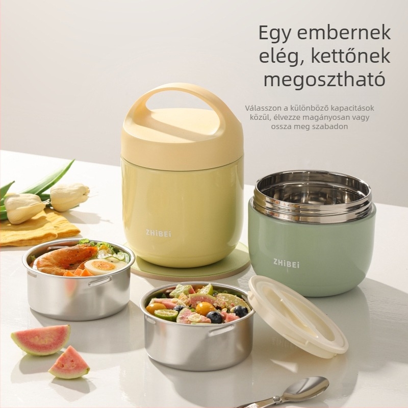 Stílusos, hosszú ideig melegen tartó ebédes edény és tál 304 rozsdamentes acélból, irodai dolgozóknak