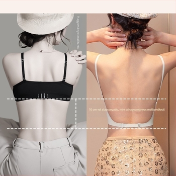 8 cm-es hátú női melltartó kis méretű mellemhez, push-up effektus, varrat nélküli, láthatatlan elülső zár, U-formájú hátsó