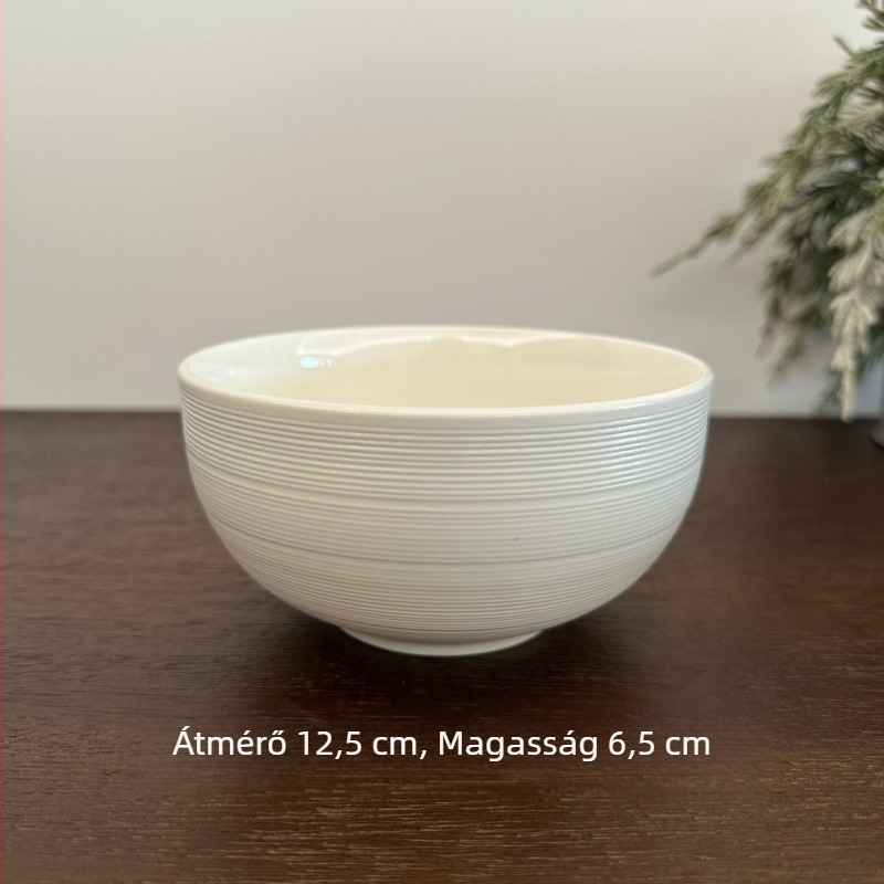 Kerámiatál, Fehér Szál sorozat, kör, mikrohullámú sütőben használható, rizshez és tésztafélékhez