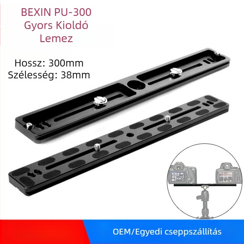 PU-300 Univerzális gyorskioldó lemez, CNC alumínium, a pan-tilt fejhez, DSLR kamera