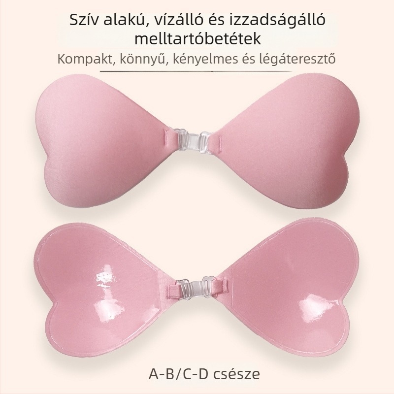 Szilikon melltartó párnák szív alakú elülső záródással, pánt nélkül, push-up, láthatatlan bikinihez nőknek
