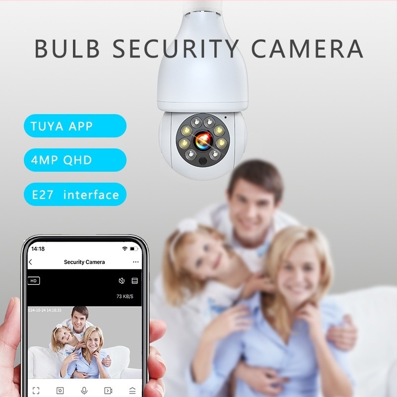 E27-es lámpa alakú megfigyelő kamera, 360°, Wi-Fi, távoli otthoni megfigyelés, HD teljes szín