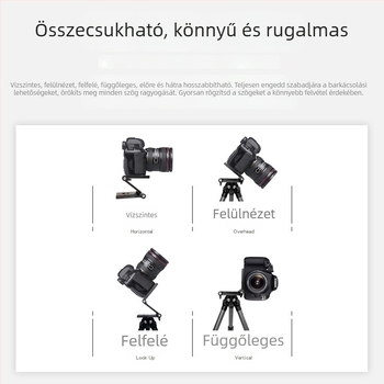 Z-típusú összecsukható asztali trípód gimbal gyors záró mechanizmussal okostelefonokhoz, DSLR-kamerákhoz és sliderekhez élő közvetítéshez és felvételhez