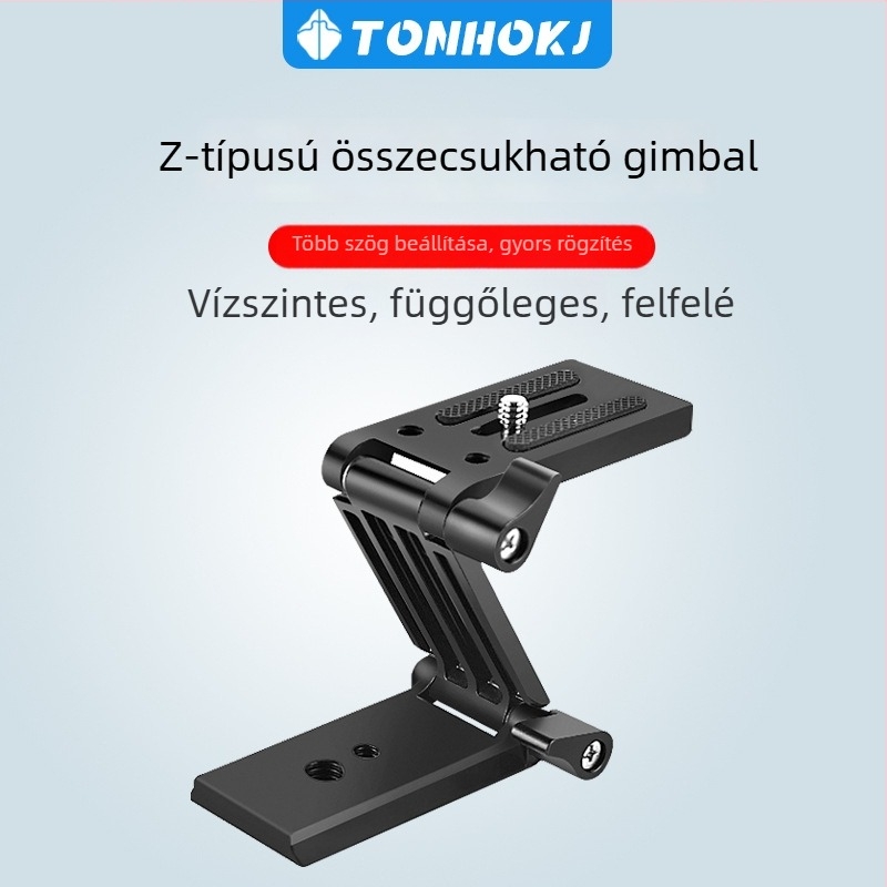 Z-típusú összecsukható asztali trípód gimbal gyors záró mechanizmussal okostelefonokhoz, DSLR-kamerákhoz és sliderekhez élő közvetítéshez és felvételhez