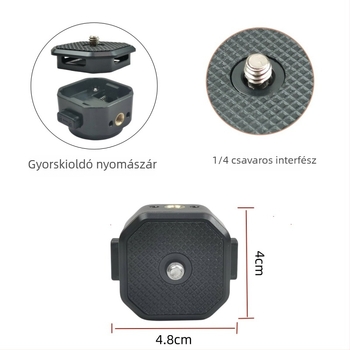 Univerzális gyorskioldó lemez tükör nélküli fényképezőgéphez és adapter a fejhez