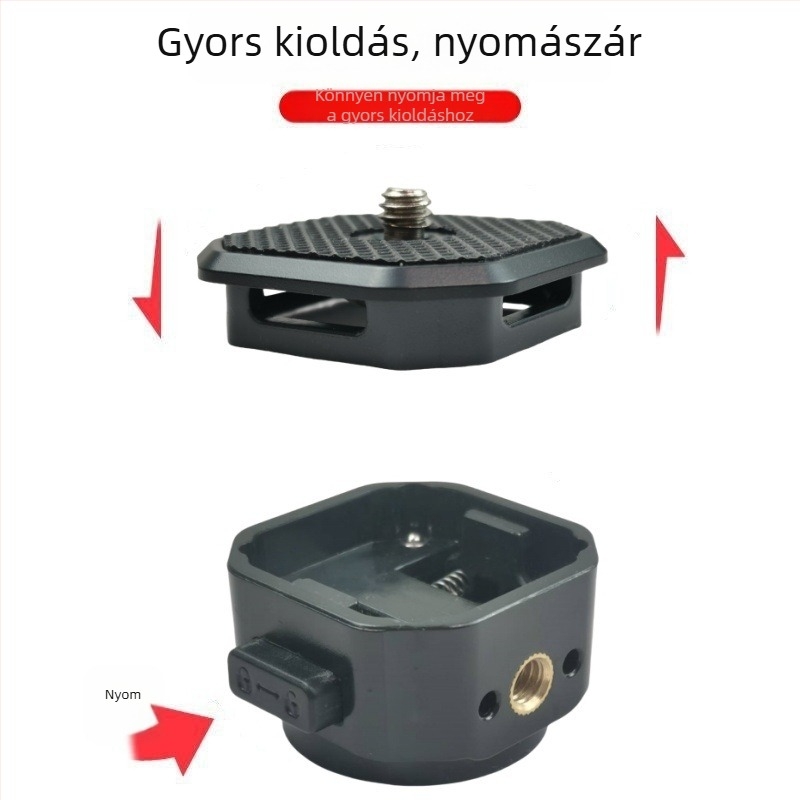 Univerzális gyorskioldó lemez tükör nélküli fényképezőgéphez és adapter a fejhez