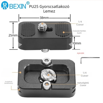 BEXIN PU25 Gyorskioldó lemez DSLR-kamerához és állványfejhez