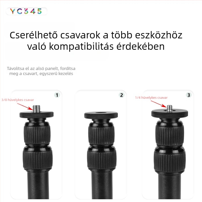 Középső tengelyes meghosszabbító rúd állványhoz és monopodhoz, telefontartó és gimbal stabilizátorral