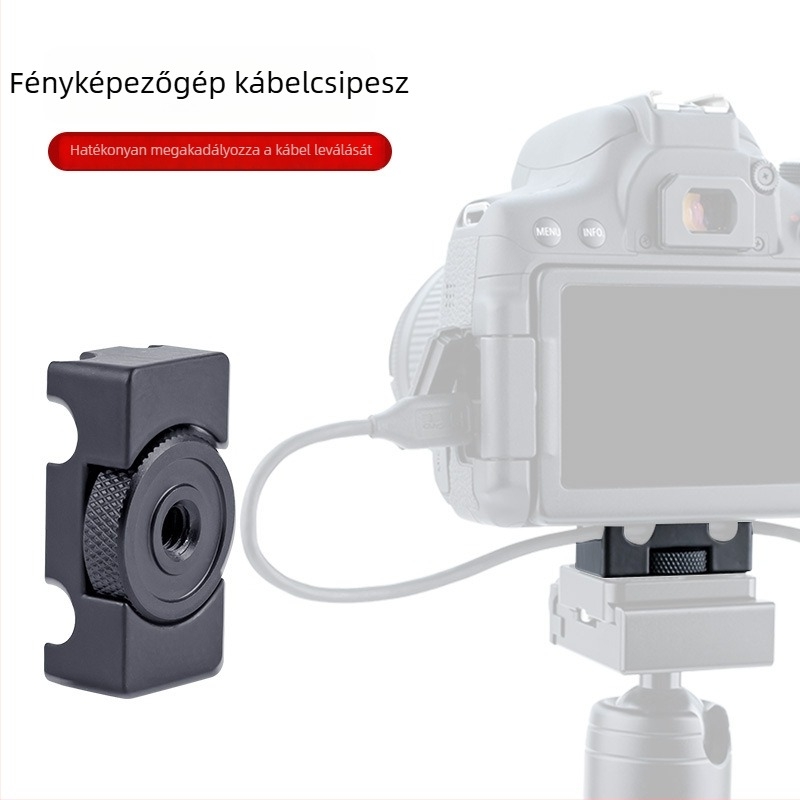 Kamera kábelzáró csipesz tükrö nélküli és DSLR kamerákhoz, alumíniumötvözet, méretek 17,5×20×40 mm, 20 g