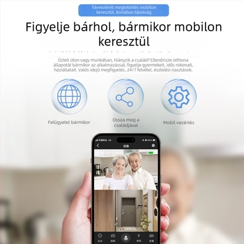 Otthoni megfigyelő kamera kettős lencsével és kettős nézettel, Wi-Fi, kompakt PTZ, HD, vezeték nélküli