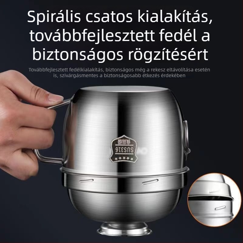 316 rozsdamentes acélből készült ebédkupa, dupla falú szigeteléssel, tészta és étel számára
