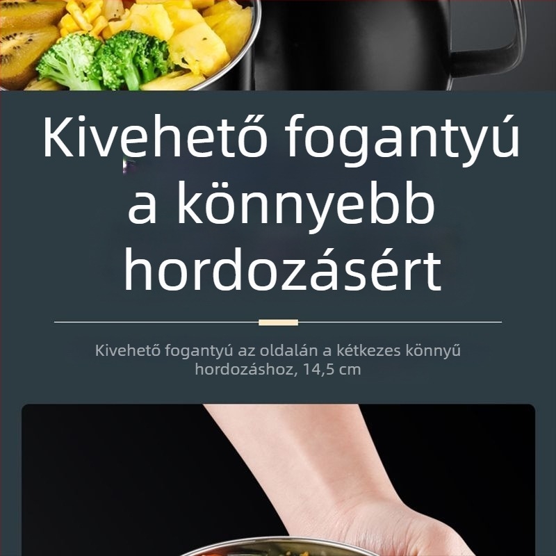 316 rozsdamentes acélből készült ebédkupa, dupla falú szigeteléssel, tészta és étel számára