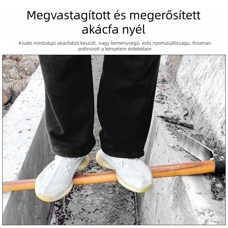 Klasszikus rugóacél kertészeti kapa otthonra, mangánacélból készült integrált eszköz ásáshoz és talajmunkához, nagy kapa bambuszhajtások ásására