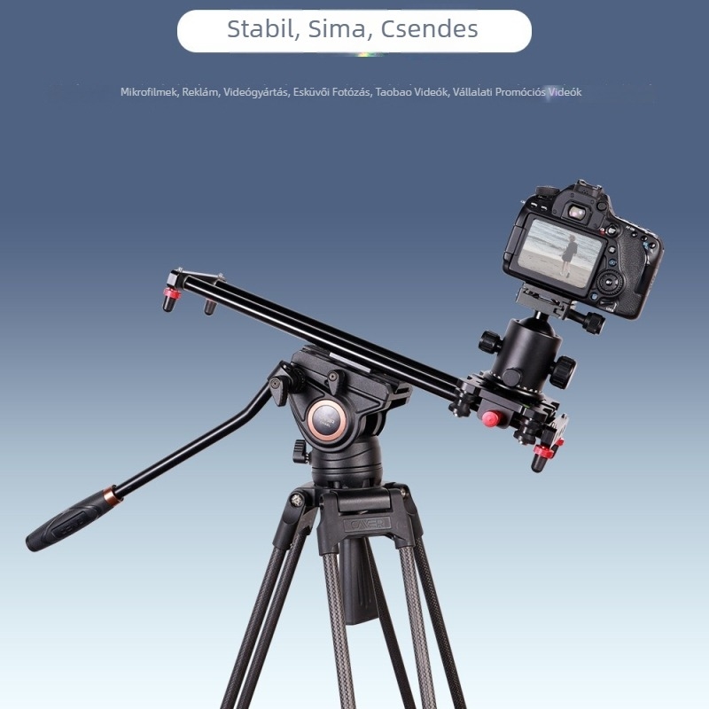 DSLR csendes sín videófelvételekhez, 40 cm karbon szálas sín, panoráma- és döntés mozgással, csillapítással