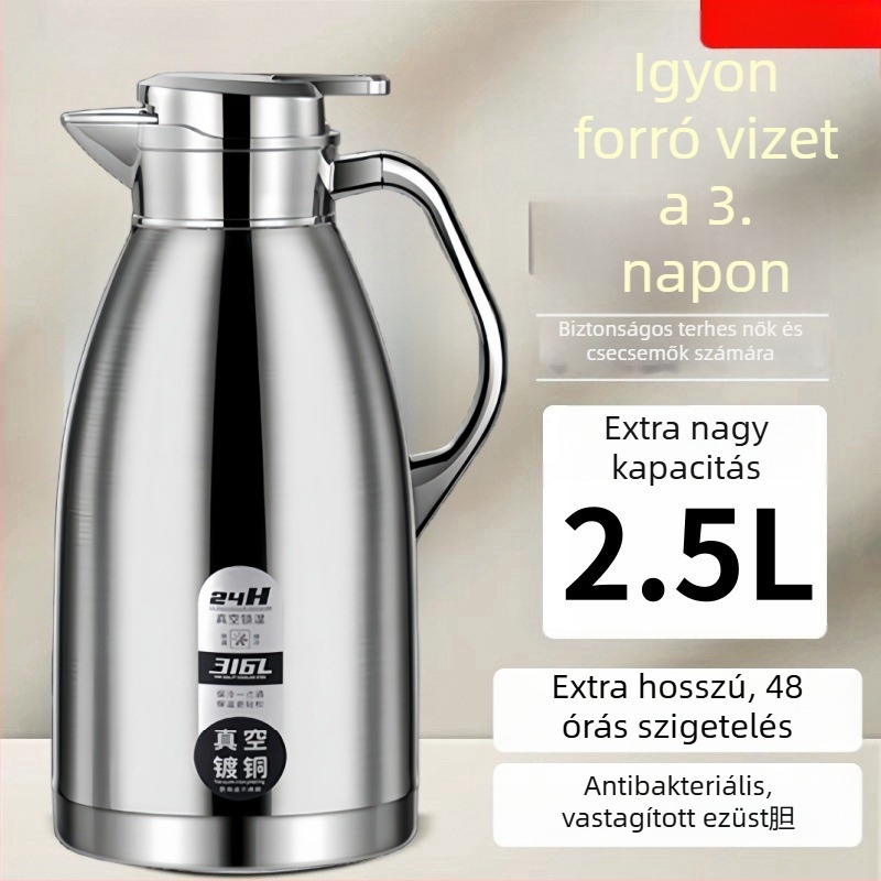 316 rozsdamentes acél termosz, háztartási használatra, nagy kapacitású, prémium minőségű iroda- és kollégiumi felhasználásra