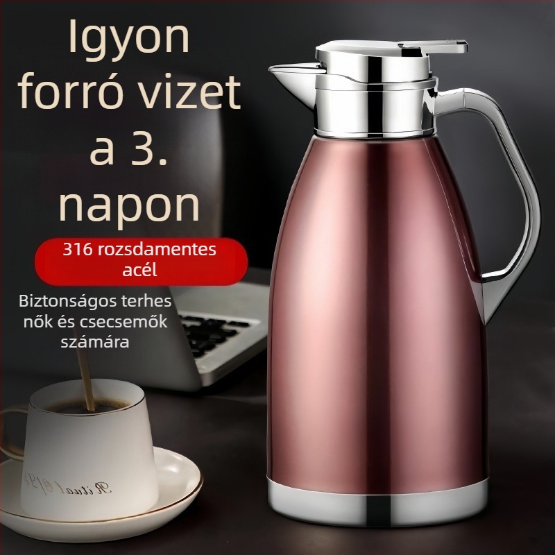 316 rozsdamentes acél termosz, háztartási használatra, nagy kapacitású, prémium minőségű iroda- és kollégiumi felhasználásra