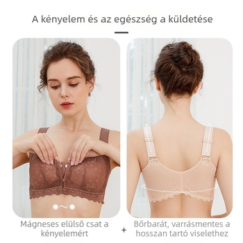 Légáteresztő drót nélküli push-up melltartó mágneses elülső zárással, hátformázó dizájnnal, nagy méretekhez
