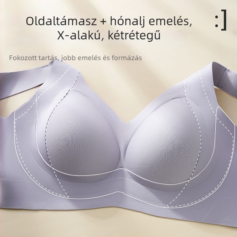 Pluszméretű, varrás nélküli, vezeték nélküli emelőhatású melltartó, teljes fedéssel, nude színben, oldalsó támogatással