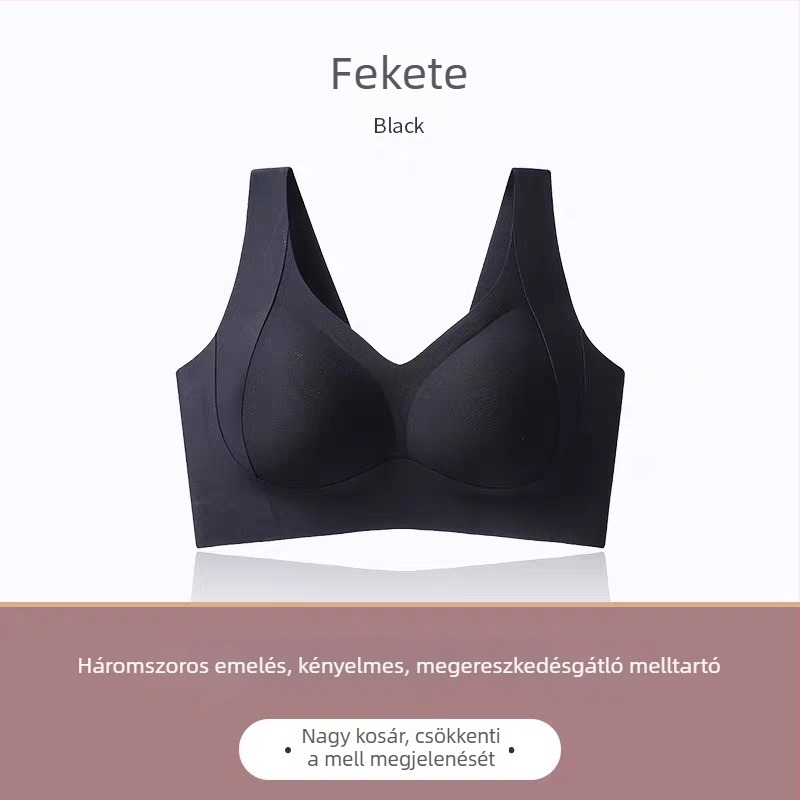 Pluszméretű, varrás nélküli, vezeték nélküli emelőhatású melltartó, teljes fedéssel, nude színben, oldalsó támogatással