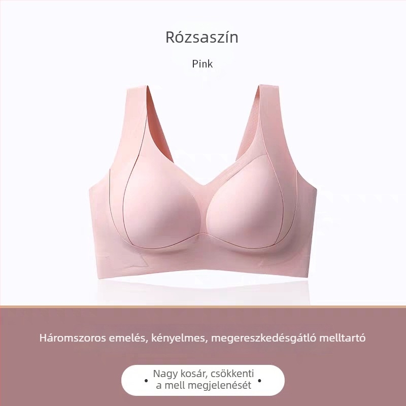 Pluszméretű, varrás nélküli, vezeték nélküli emelőhatású melltartó, teljes fedéssel, nude színben, oldalsó támogatással