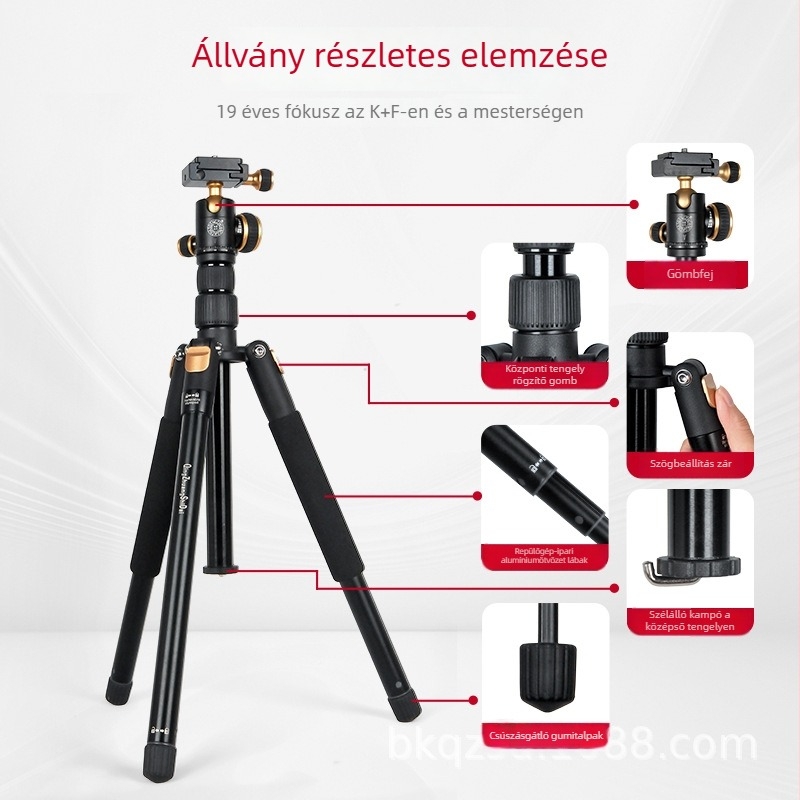 Lightweight Era Q553 Hordozható trípód DSLR és mirrorless kamerákhoz és telefonokhoz, utazási fotózás
