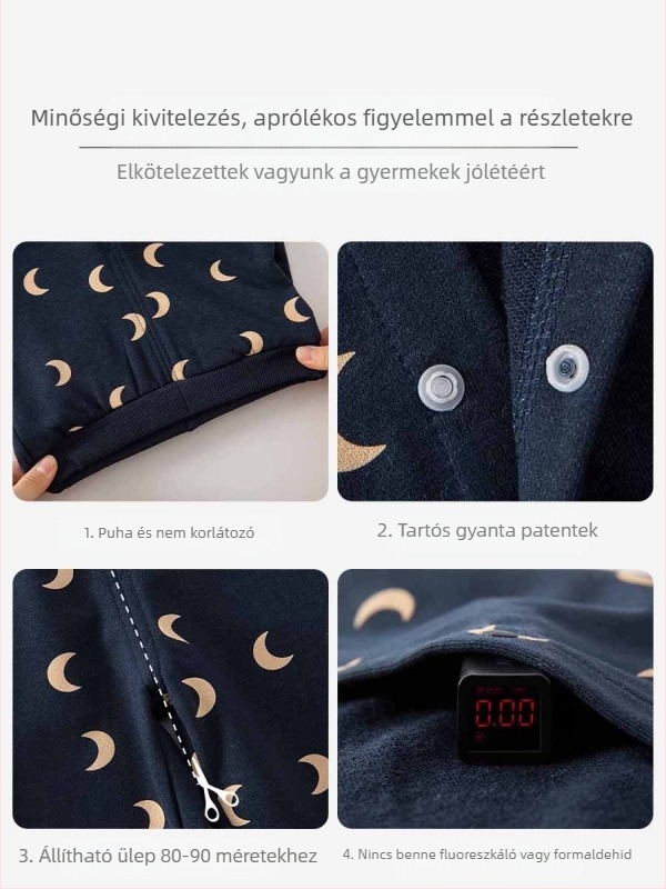 Újszülött számára készült kétrészes pamut öltözet, minden évszakra, sötét színű, elől snap-zárású