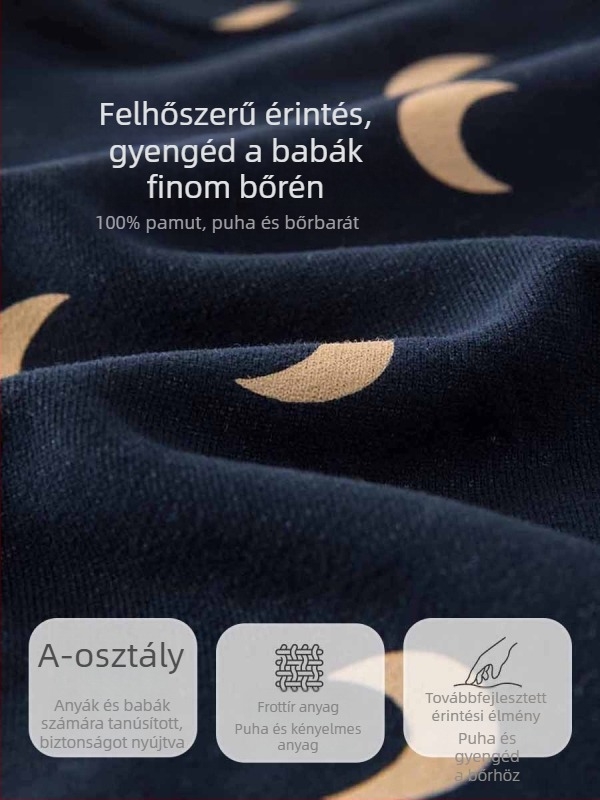 Újszülött számára készült kétrészes pamut öltözet, minden évszakra, sötét színű, elől snap-zárású