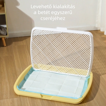 Extra-nagy kutyatoalett integrált sík felülettel és állvánnyal, közepes és nagy testű kutyáknak, szivárgás elleni kialakítás