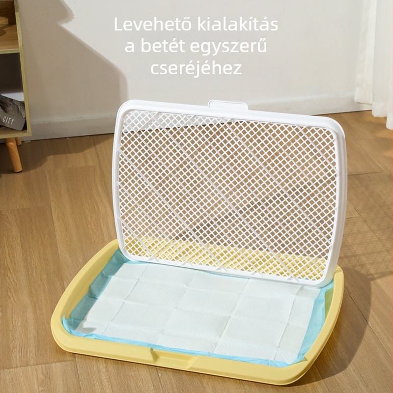 Extra-nagy kutyatoalett integrált sík felülettel és állvánnyal, közepes és nagy testű kutyáknak, szivárgás elleni kialakítás
