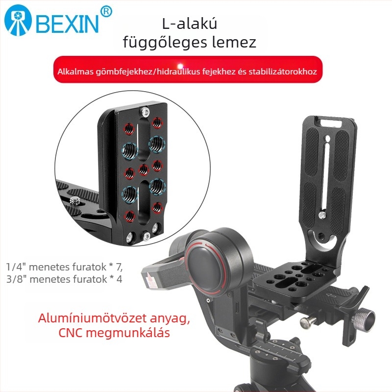 BEXIN L-típusú függőleges gyorskioldó DSLR-lemez, kompatibilis Zhiyun SC és DJI gimballal