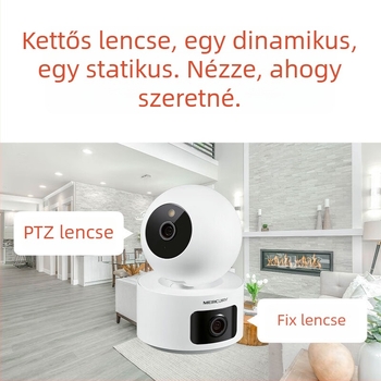 Mercury 360° MIPC552W kétkamerás belső Wi-Fi biztonsági kamera távoli megfigyeléshez, 5MP