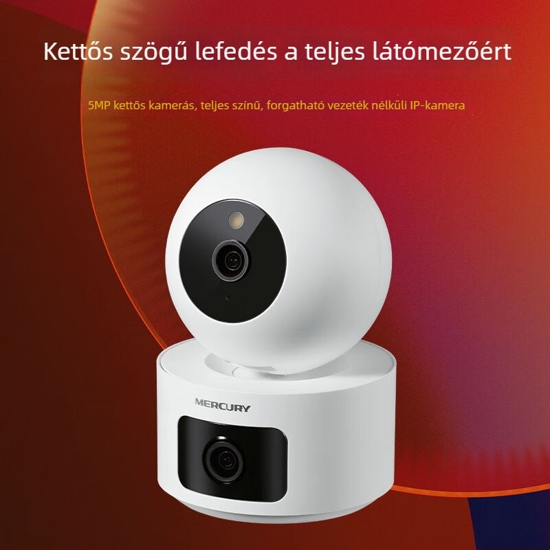 Mercury 360° MIPC552W kétkamerás belső Wi-Fi biztonsági kamera távoli megfigyeléshez, 5MP
