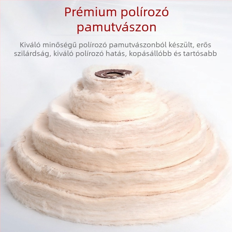 Megvastagodott tükrös polírozó fehér vászonkerek jade-hoz, fémhez, rozsdamentes acélhoz és akrilhoz; polírozó fej gyapotból és gyapjúból