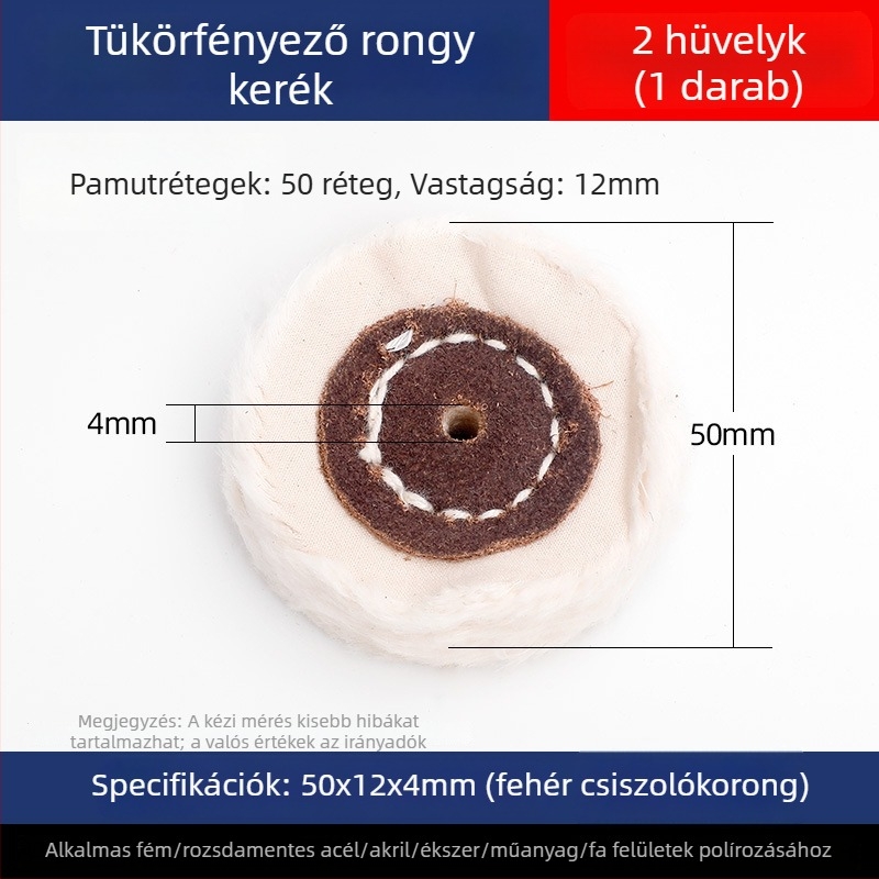 Megvastagodott tükrös polírozó fehér vászonkerek jade-hoz, fémhez, rozsdamentes acélhoz és akrilhoz; polírozó fej gyapotból és gyapjúból