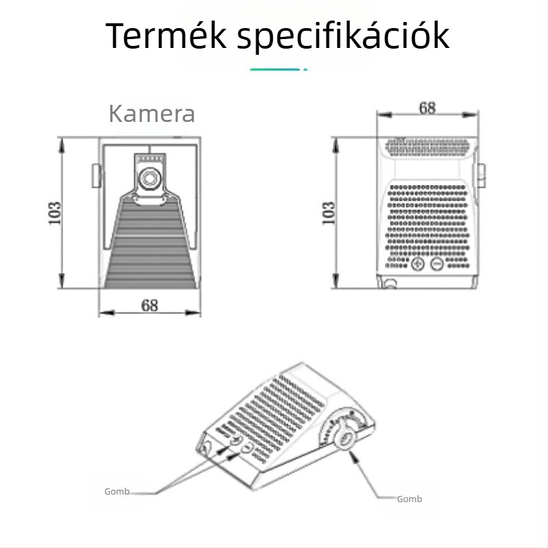 ADAS elülső nézetű kamera AHD-vel, fúrás nélküli ragasztással történő rögzítés, StarLight éjszakai látás, anti-eltérés és antiütközés védelem