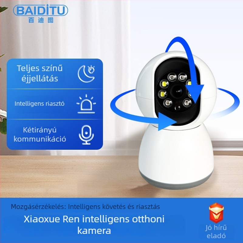 Baiditu M-vp1 Beltéri és kültéri Wi-Fi kamera, távoli megfigyelés, 360° éles éjszakai látás, mobiltelefonhoz csatlakozik