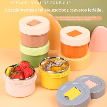 Hőszigetelt ebédes doboz 304-es rozsdamentes acélból, leveses pohárral, 800–1000 ml, hordozható diákoknak és dolgozóknak