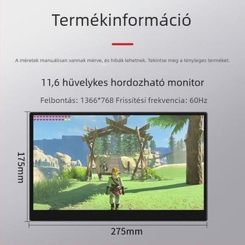 11,6 hüvelykes hordozható monitor Raspberry Pi-hez és Orange Pi-hoz — külső laptopkijelző