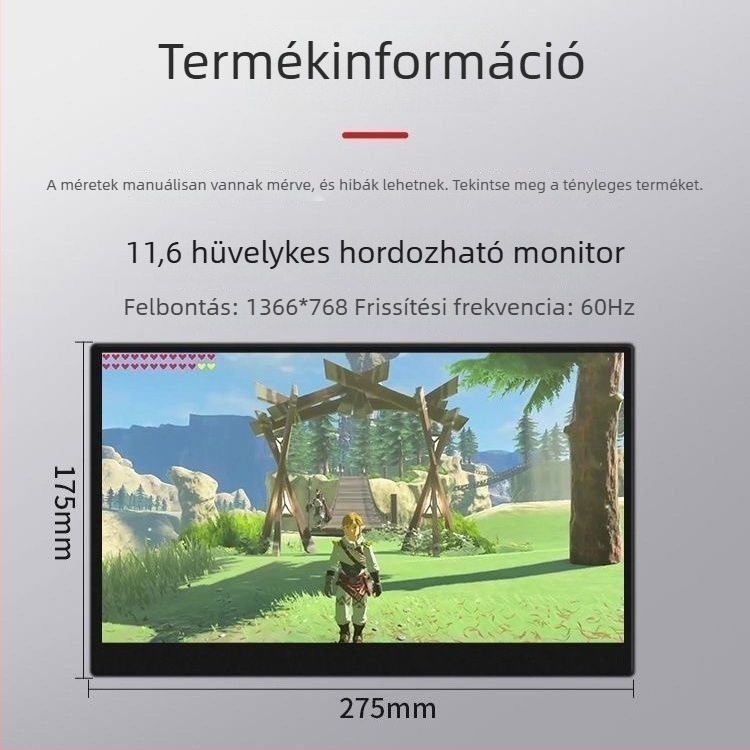11,6 hüvelykes hordozható monitor Raspberry Pi-hez és Orange Pi-hoz — külső laptopkijelző
