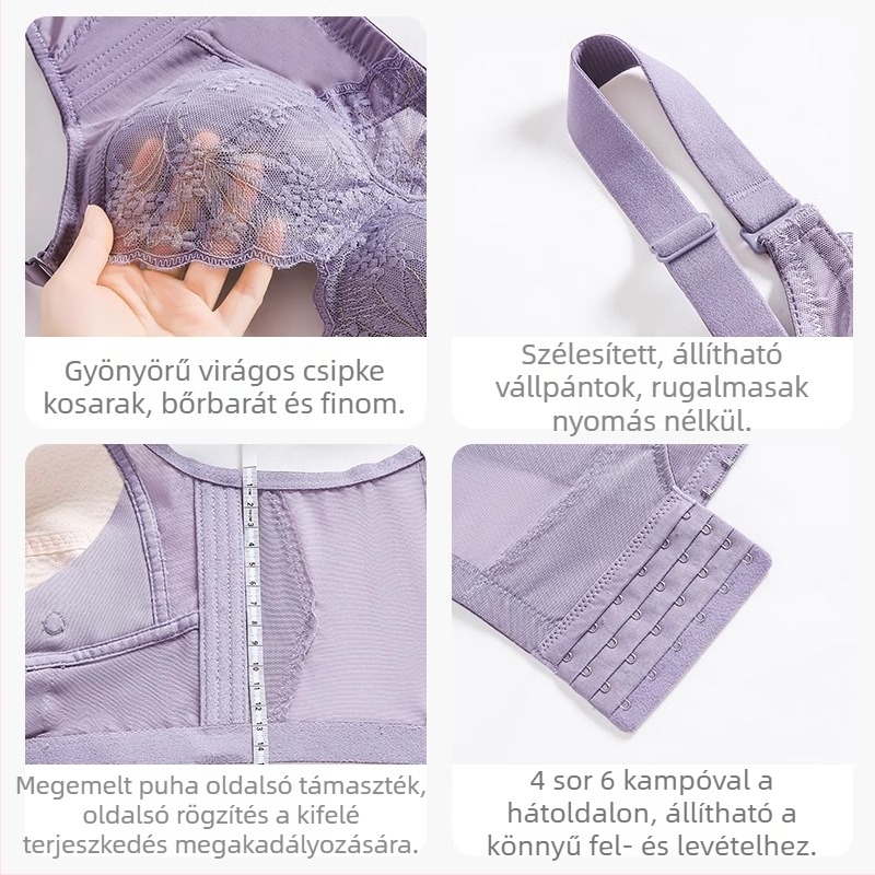 Langsha plusz méretű női melltartó csipkés push-up, anti-sag hatás, állítható hátpántokkal, nyári modell