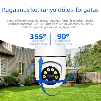 360°-os beltéri biztonsági kamera, 1080p, vezeték nélküli Wi‑Fi, távoli megfigyelés mobilalkalmazással, emberi követés