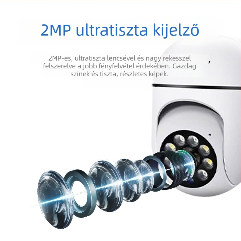 360°-os beltéri biztonsági kamera, 1080p, vezeték nélküli Wi‑Fi, távoli megfigyelés mobilalkalmazással, emberi követés