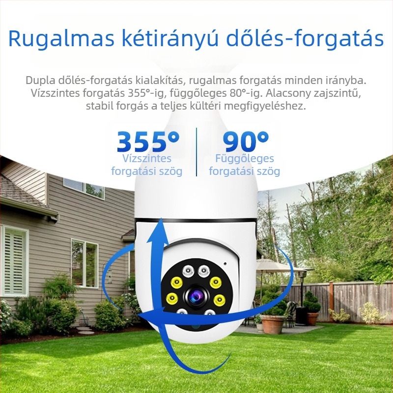 360°-os beltéri biztonsági kamera, 1080p, vezeték nélküli Wi‑Fi, távoli megfigyelés mobilalkalmazással, emberi követés
